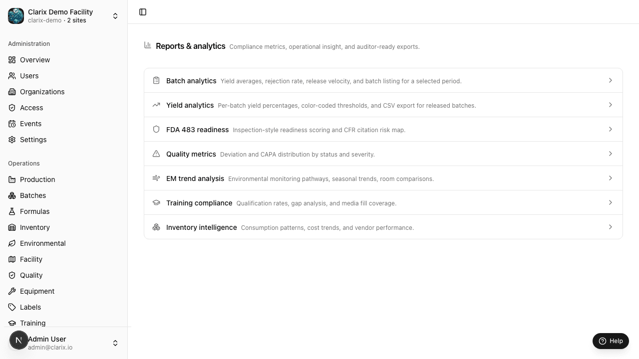 Reports hub