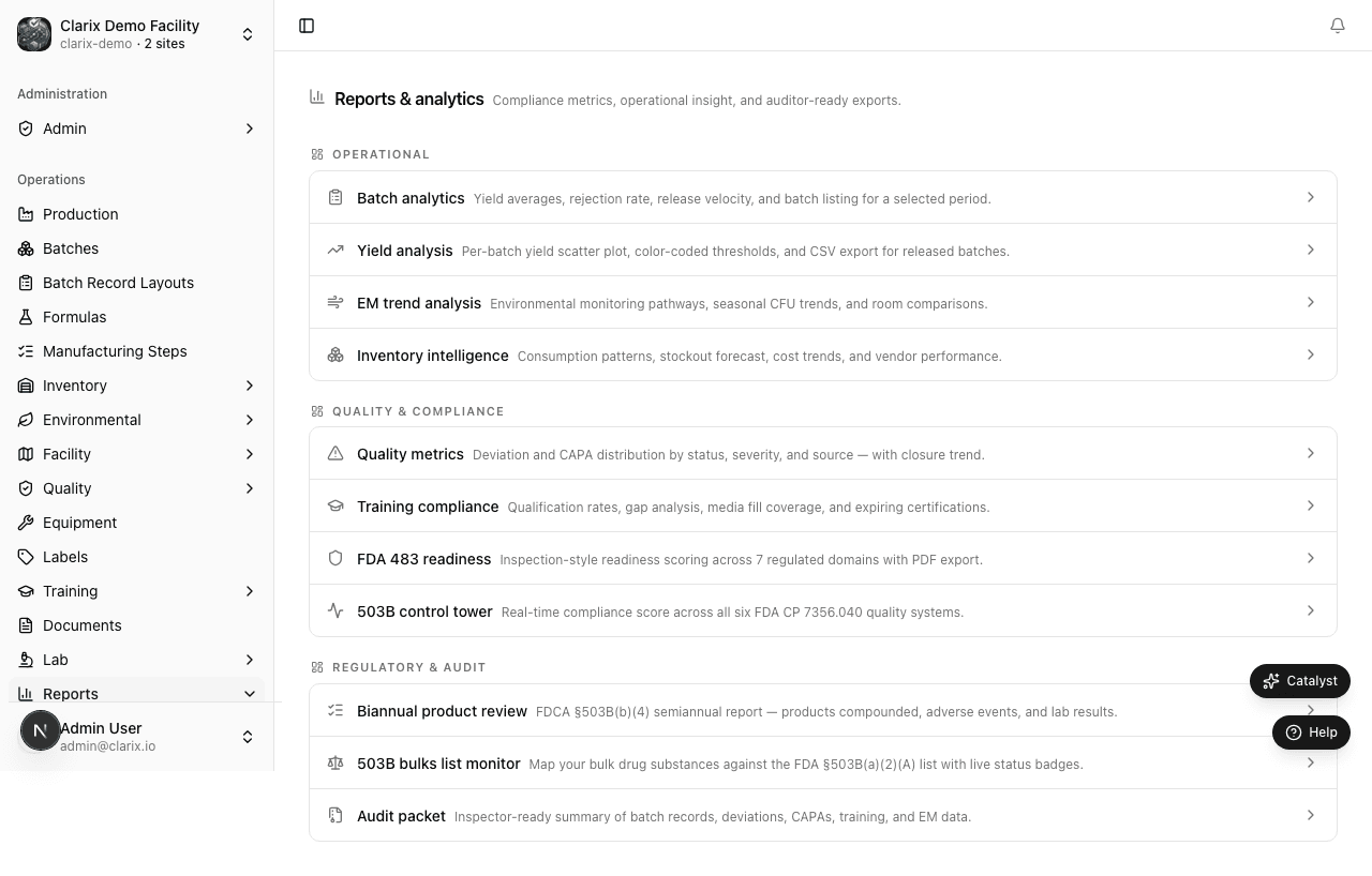 Reports hub