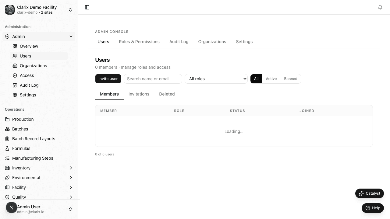 Roles and user management