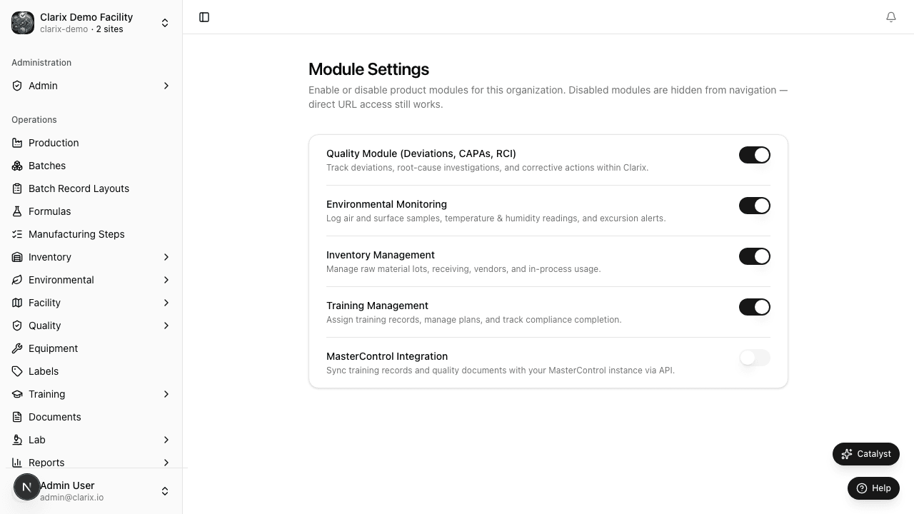 Module settings