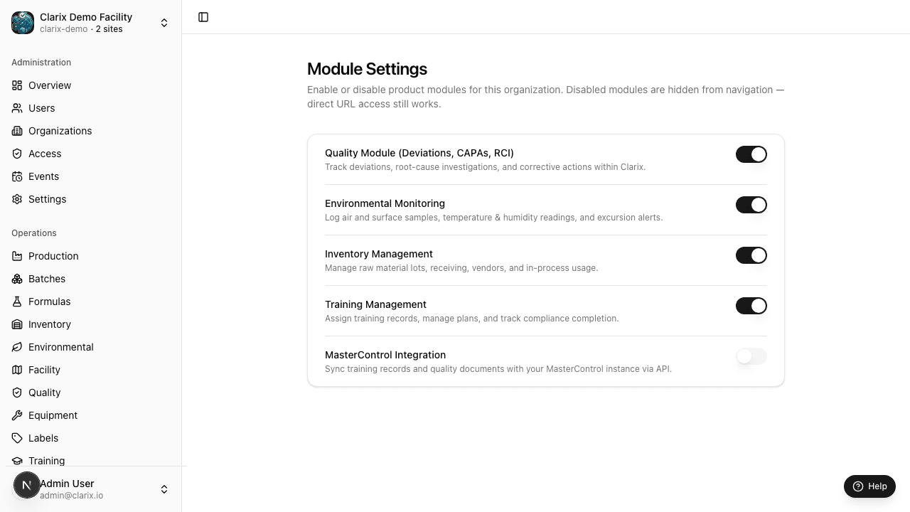Module settings