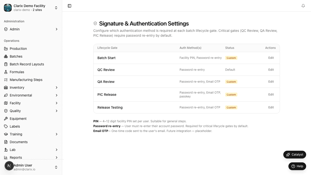 E-signature settings
