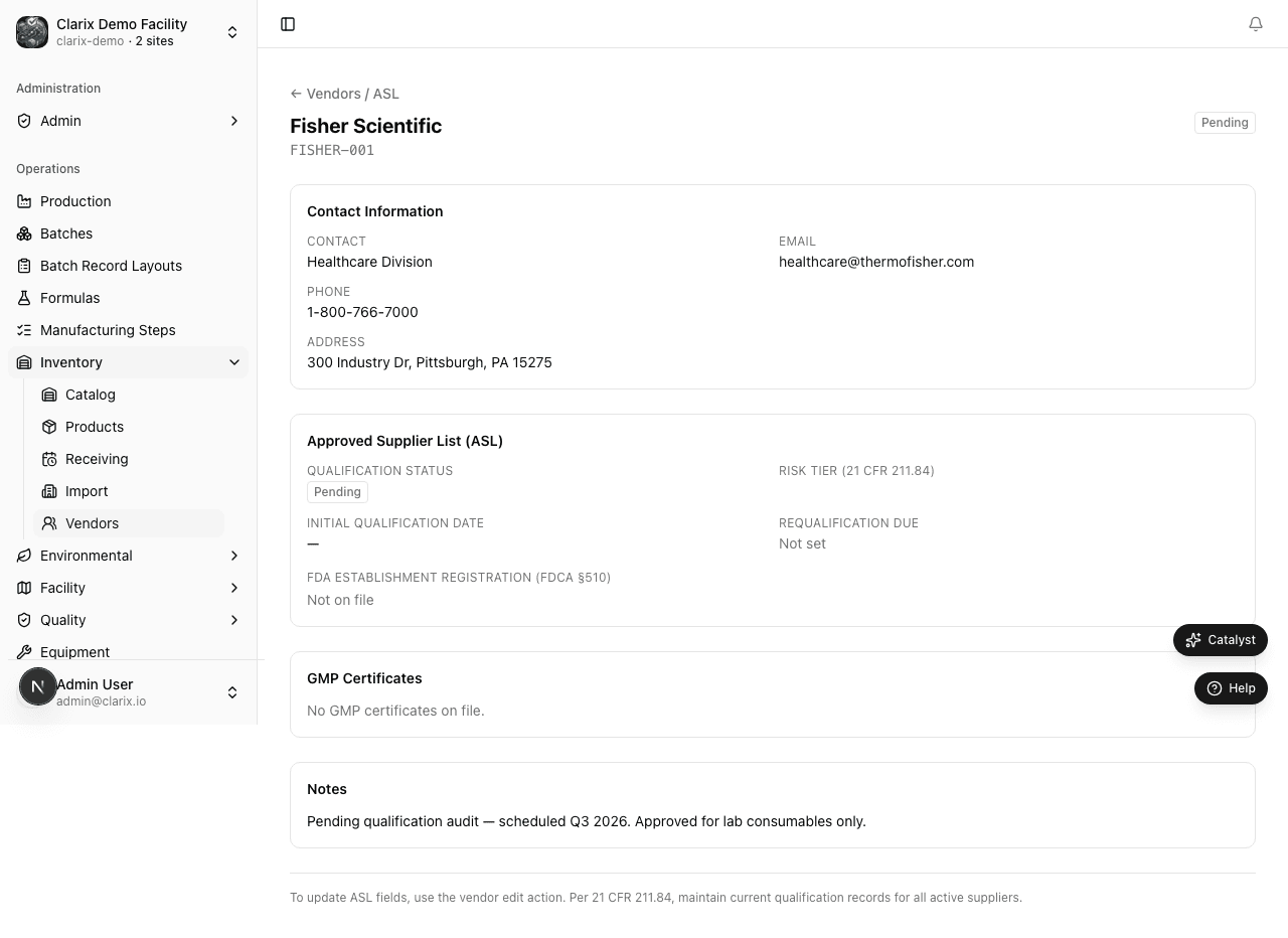 Approved Supplier List