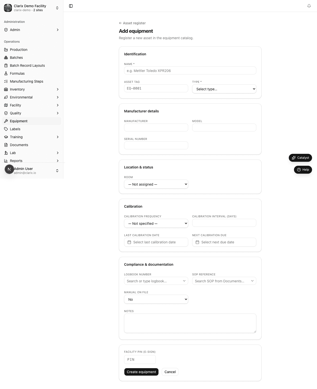 New asset form