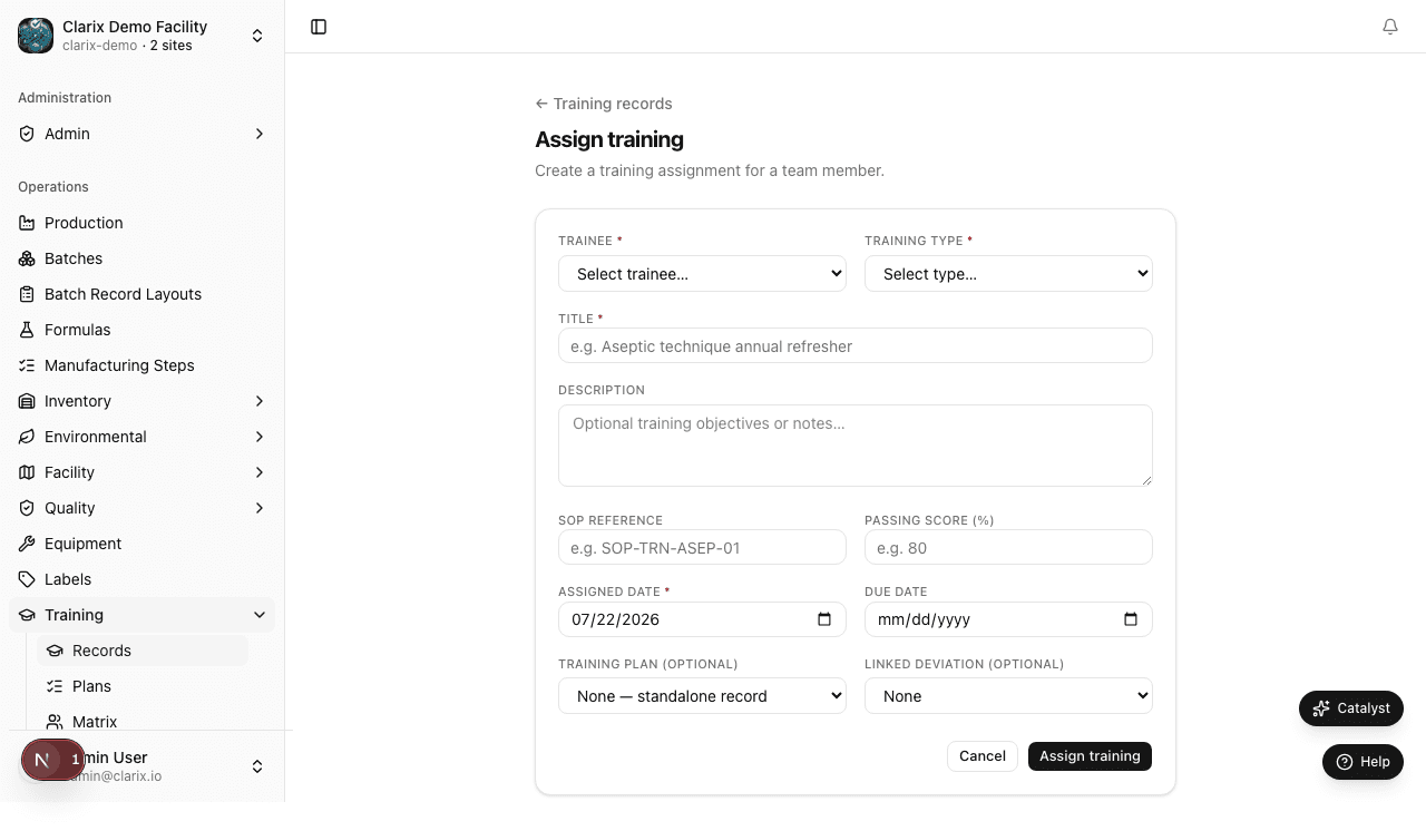 New assignment form