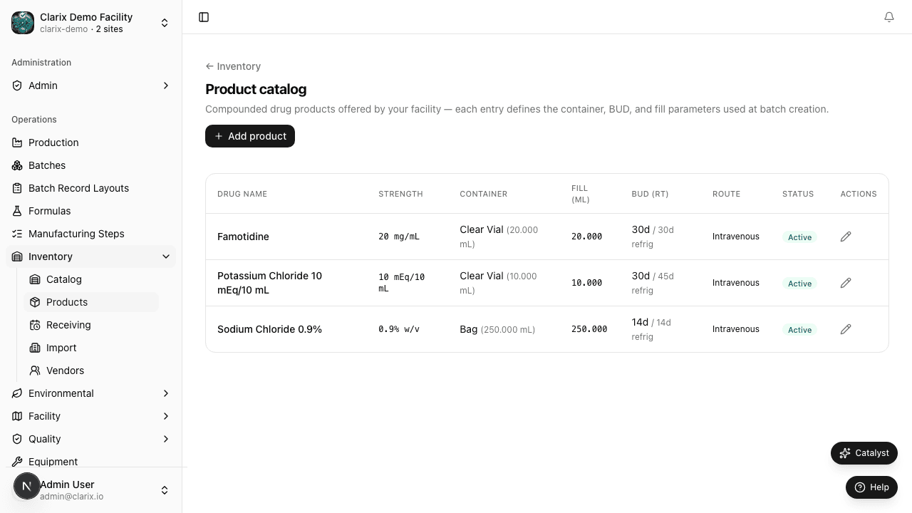 Finished products catalog