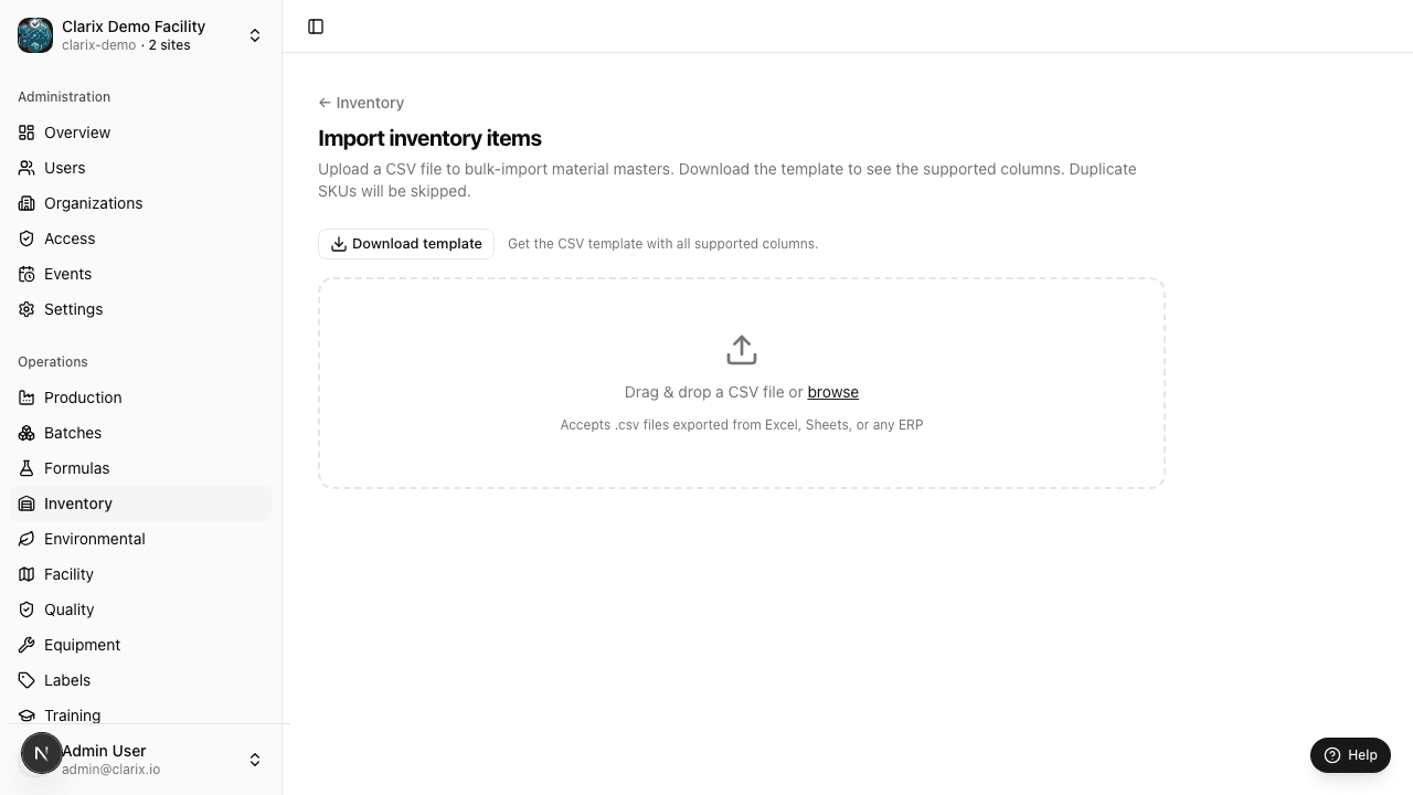Inventory import