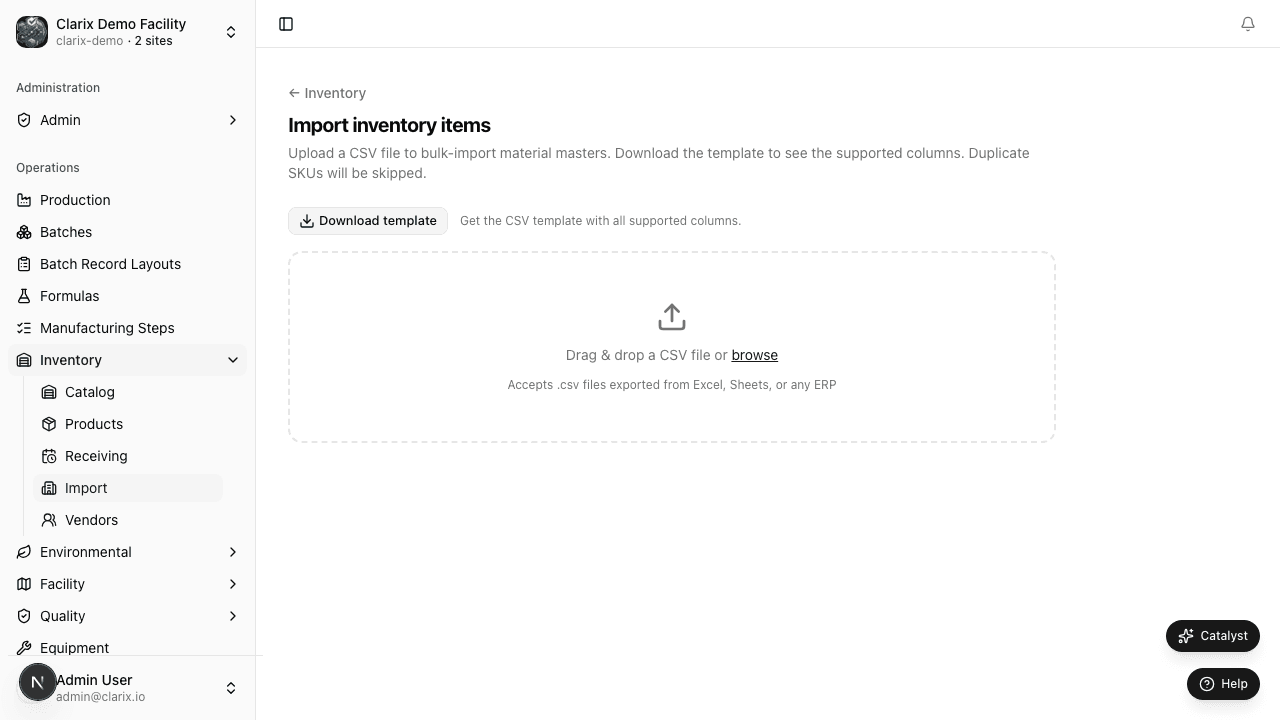 Inventory import