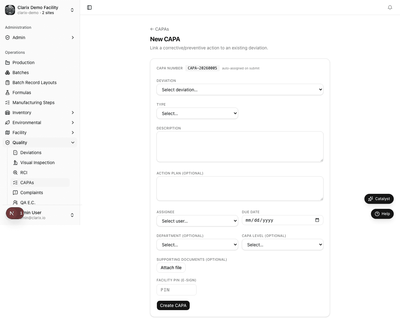 New CAPA form
