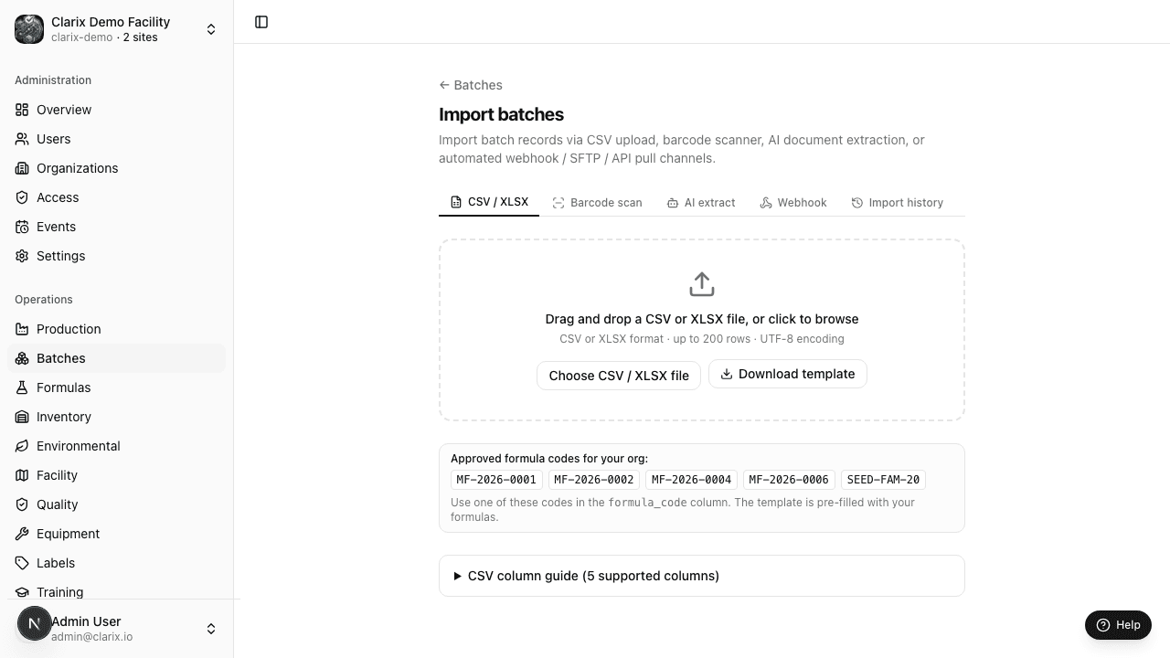 Batch import hub