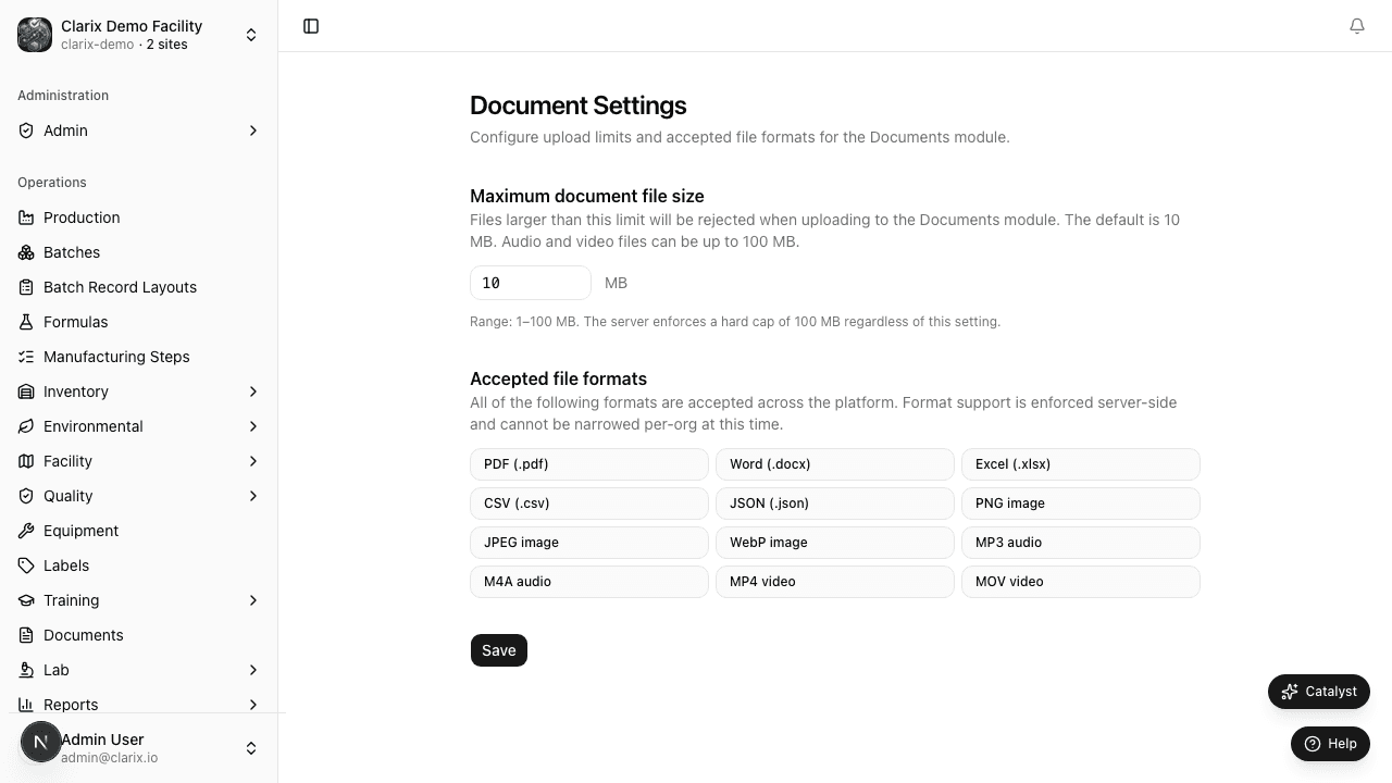 Document settings