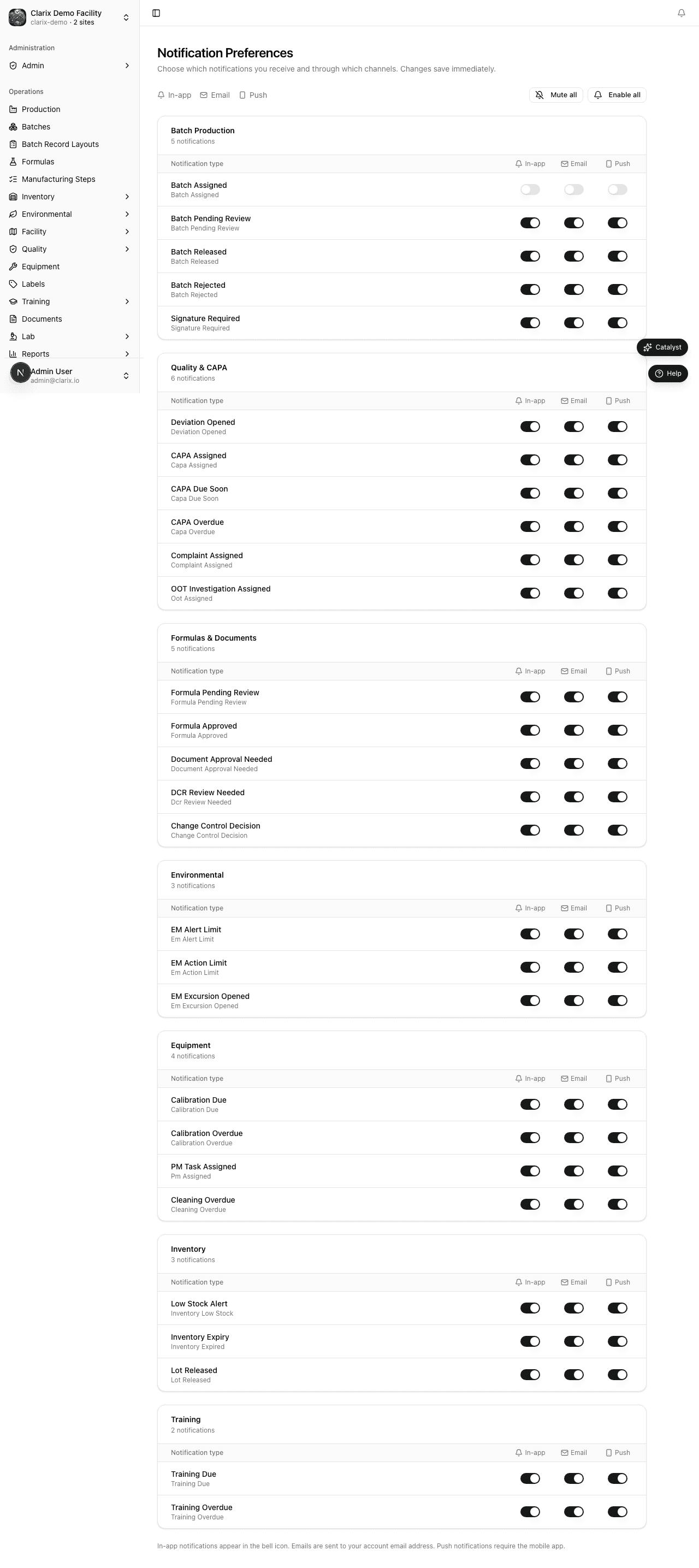 Notification preferences