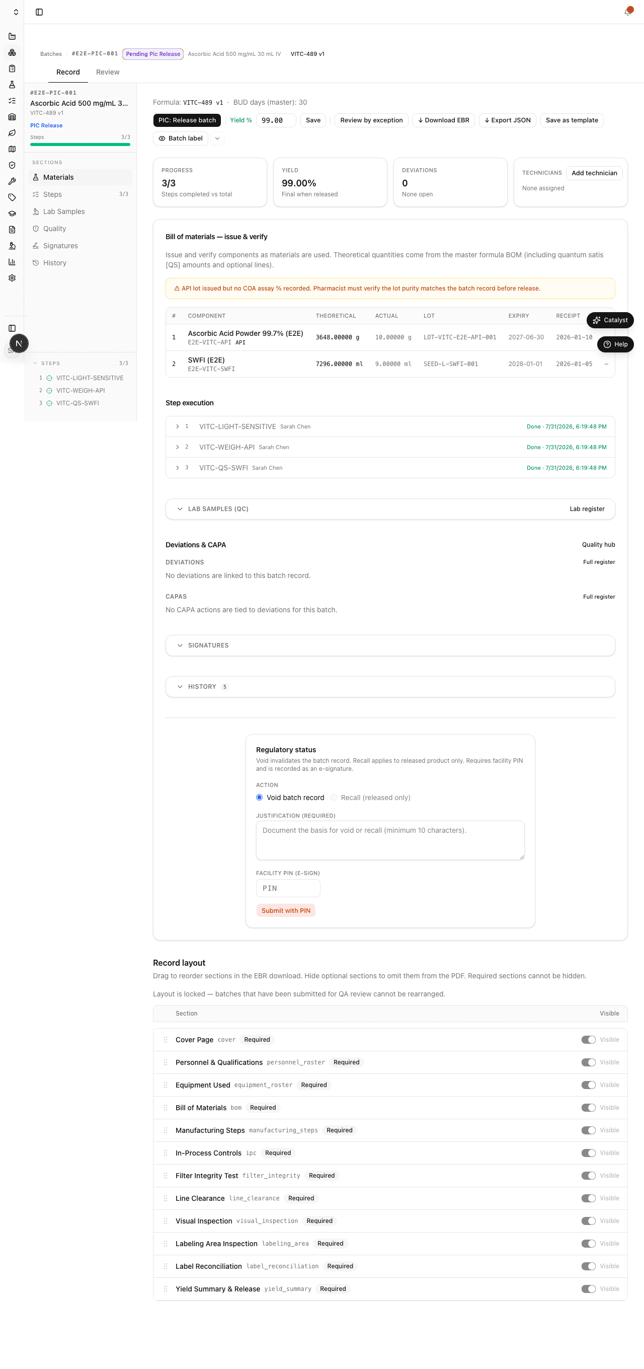 Batch detail — PIC awaiting release