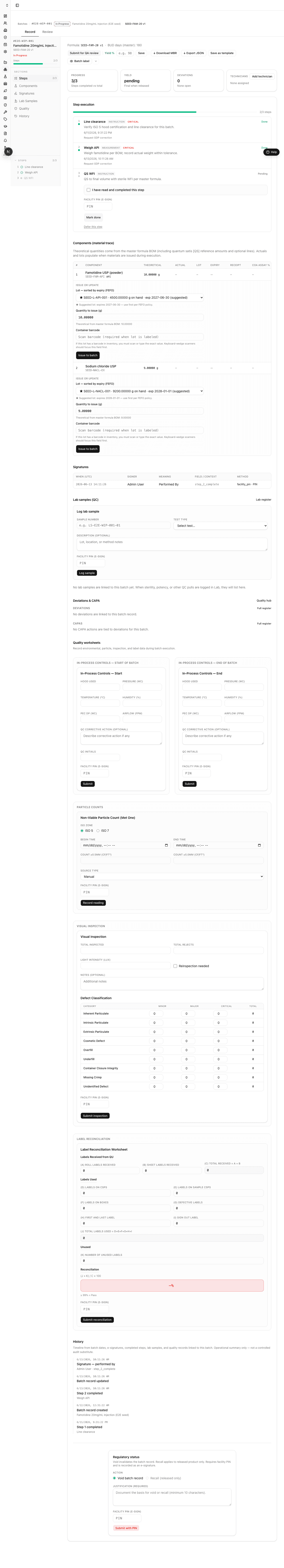 Batch detail page - in progress