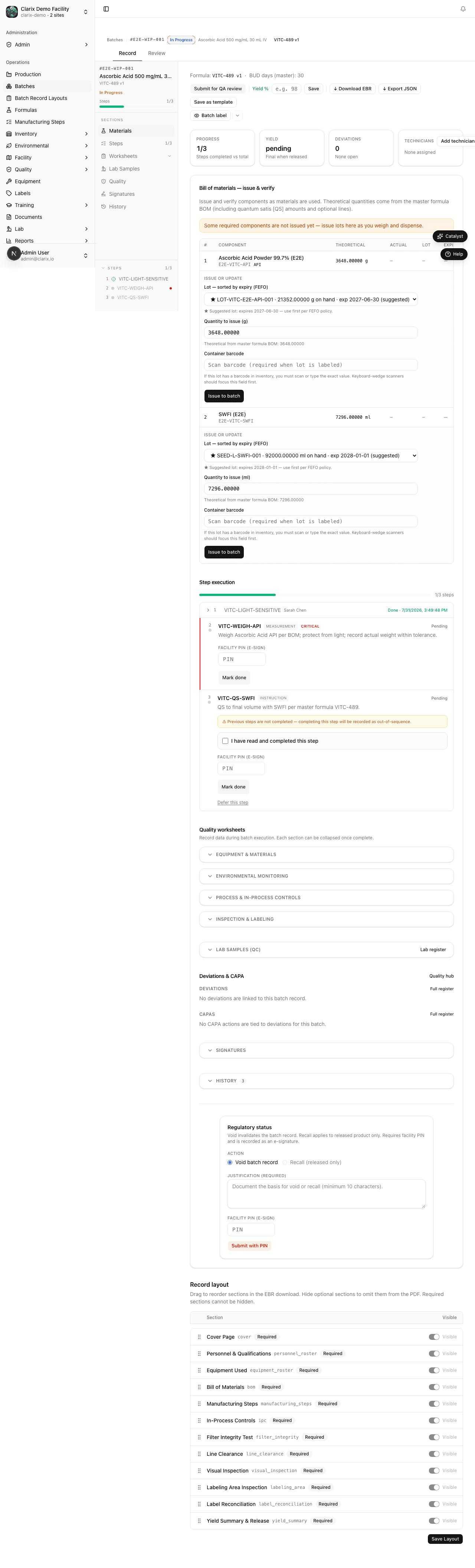 Batch detail page - in progress
