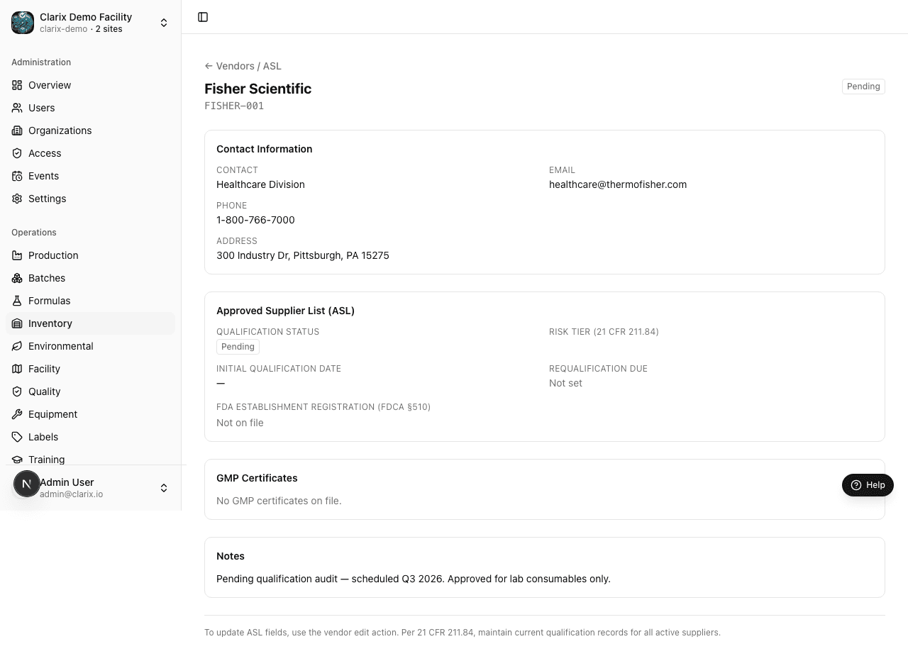 Approved Supplier List