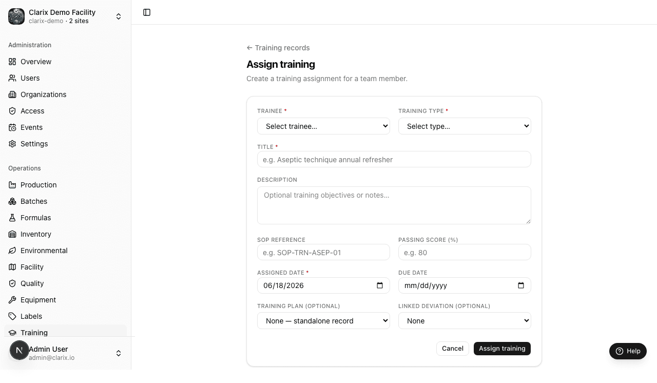 New assignment form
